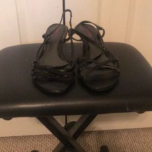 Strappy black low heel